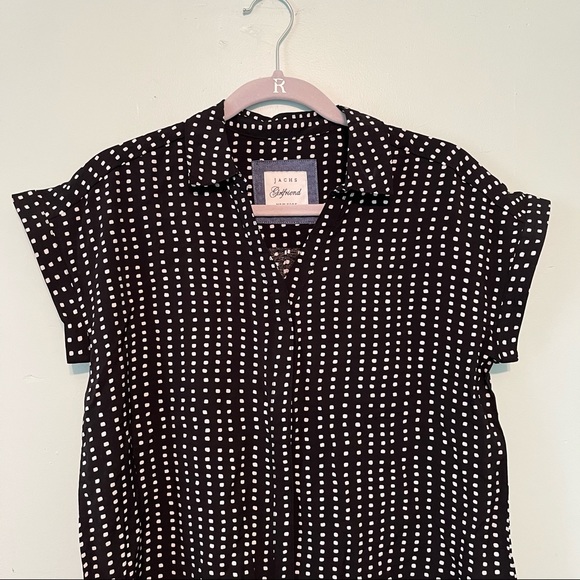 Jachs Girlfriend Top Button Down Shirt Black & White Sz S NWT Patterned - Picture 2 of 13